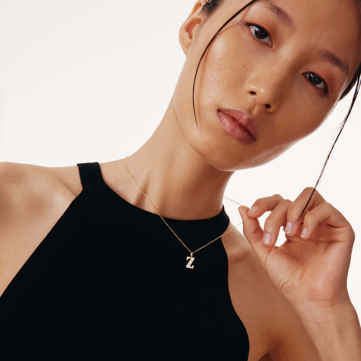 Custom CZ Initial Pendant Necklace