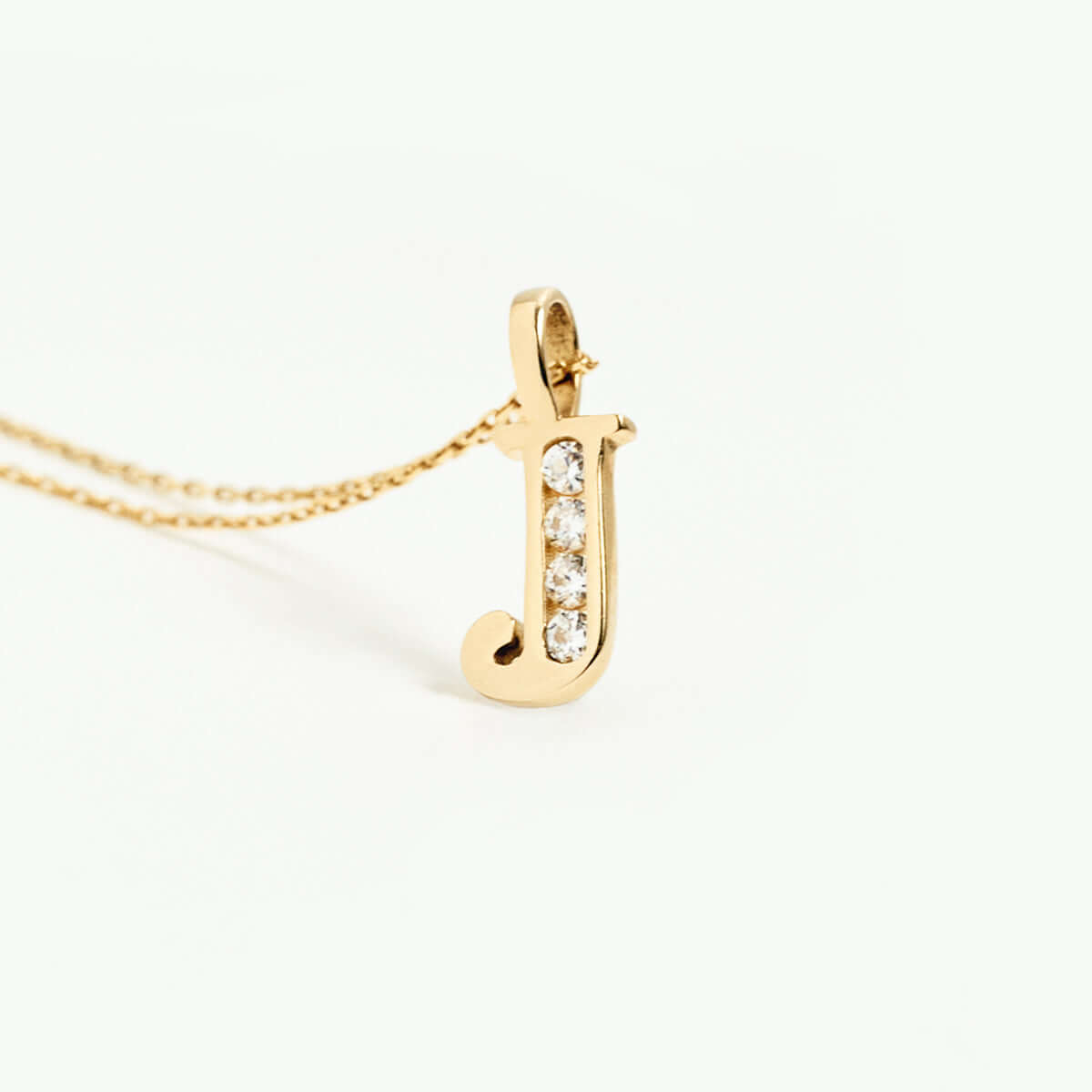 Custom CZ Initial Pendant Necklace in 14K Solid Gold (Pendant Only)