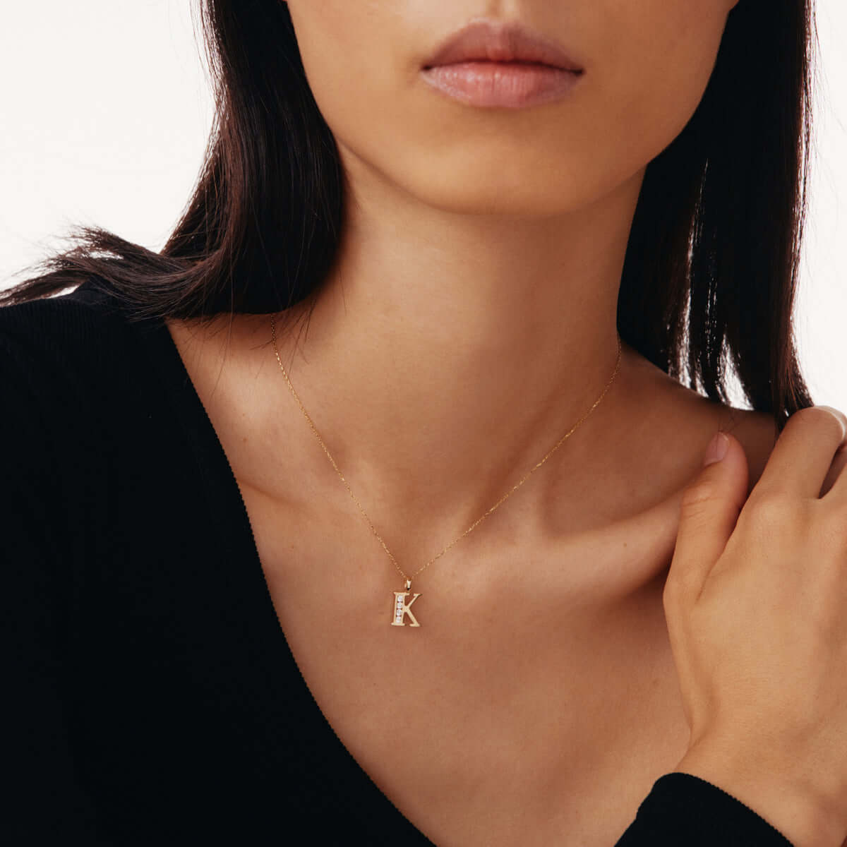 Custom CZ Initial Pendant Necklace