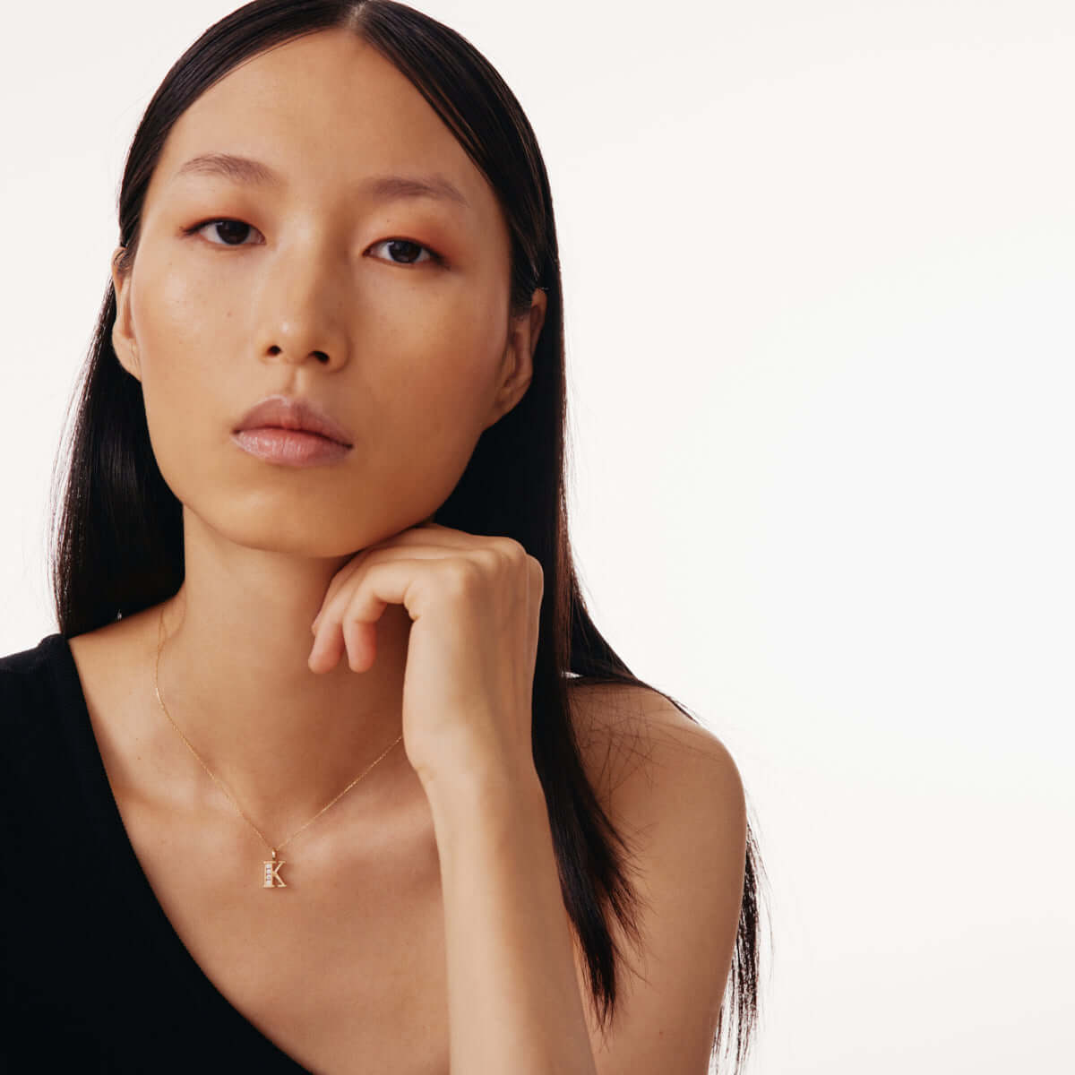 Custom CZ Initial Pendant Necklace