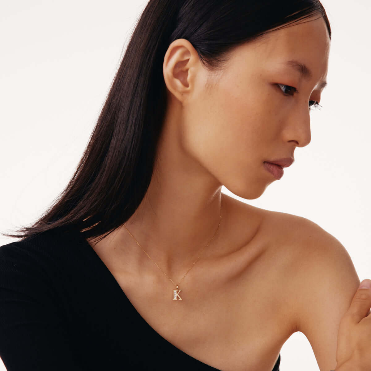 Custom CZ Initial Pendant Necklace