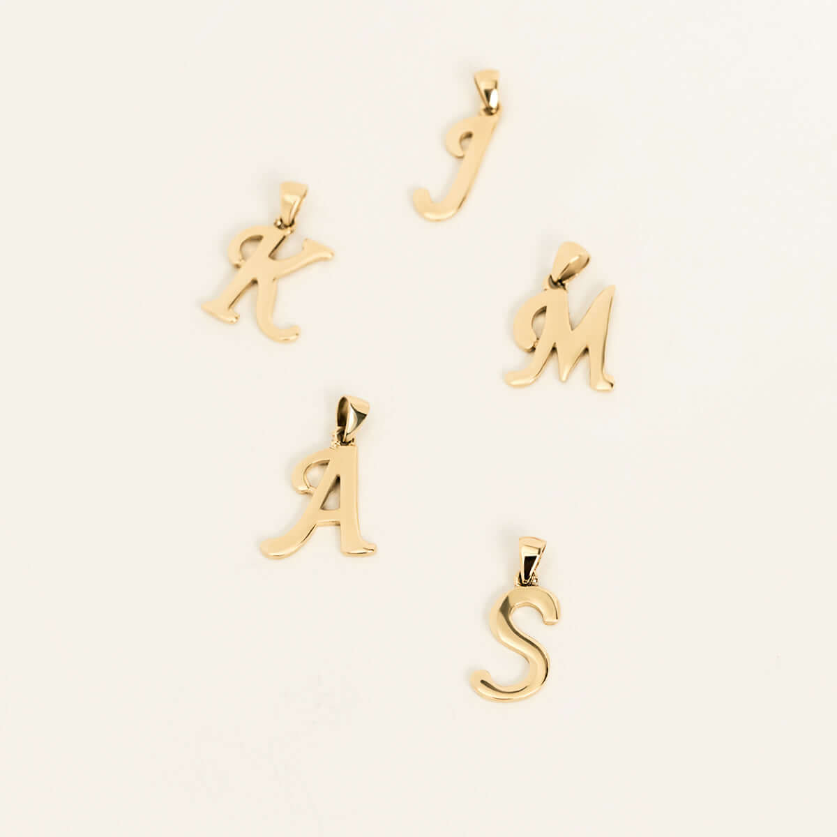 Dainty Script Letter Pendant Necklace in 14K Solid Gold