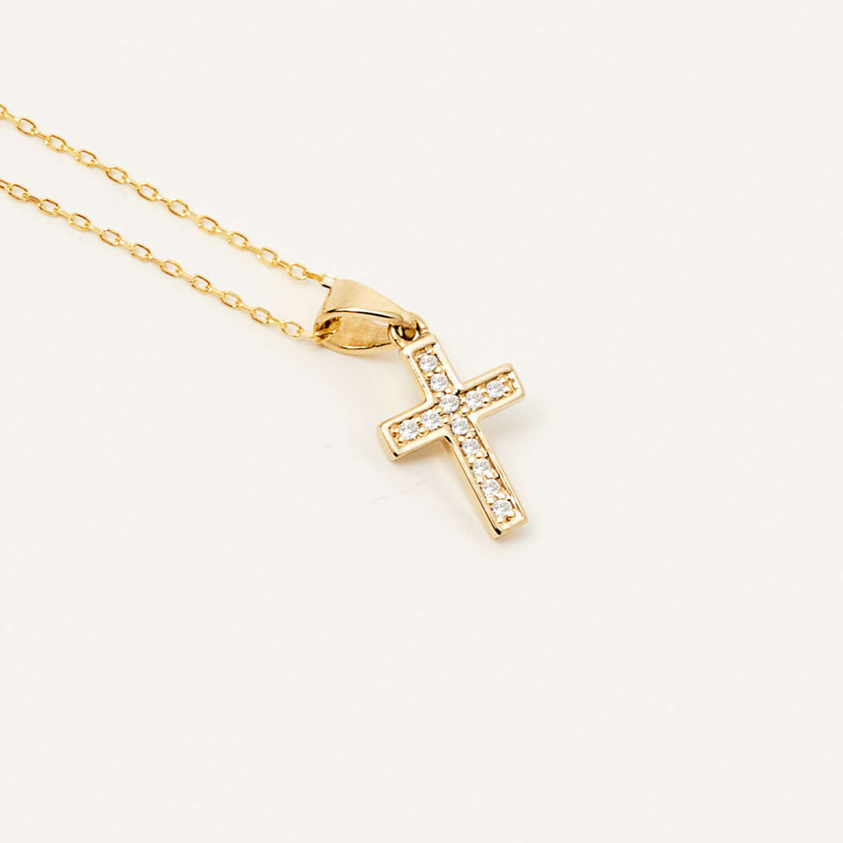 Pave Cross Pendant Necklace in 14K Solid Gold