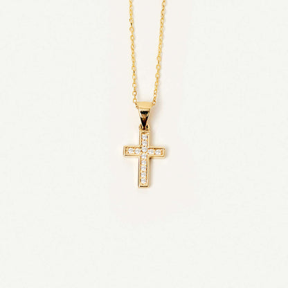 Pave Cross Pendant Necklace in 14K Solid Gold