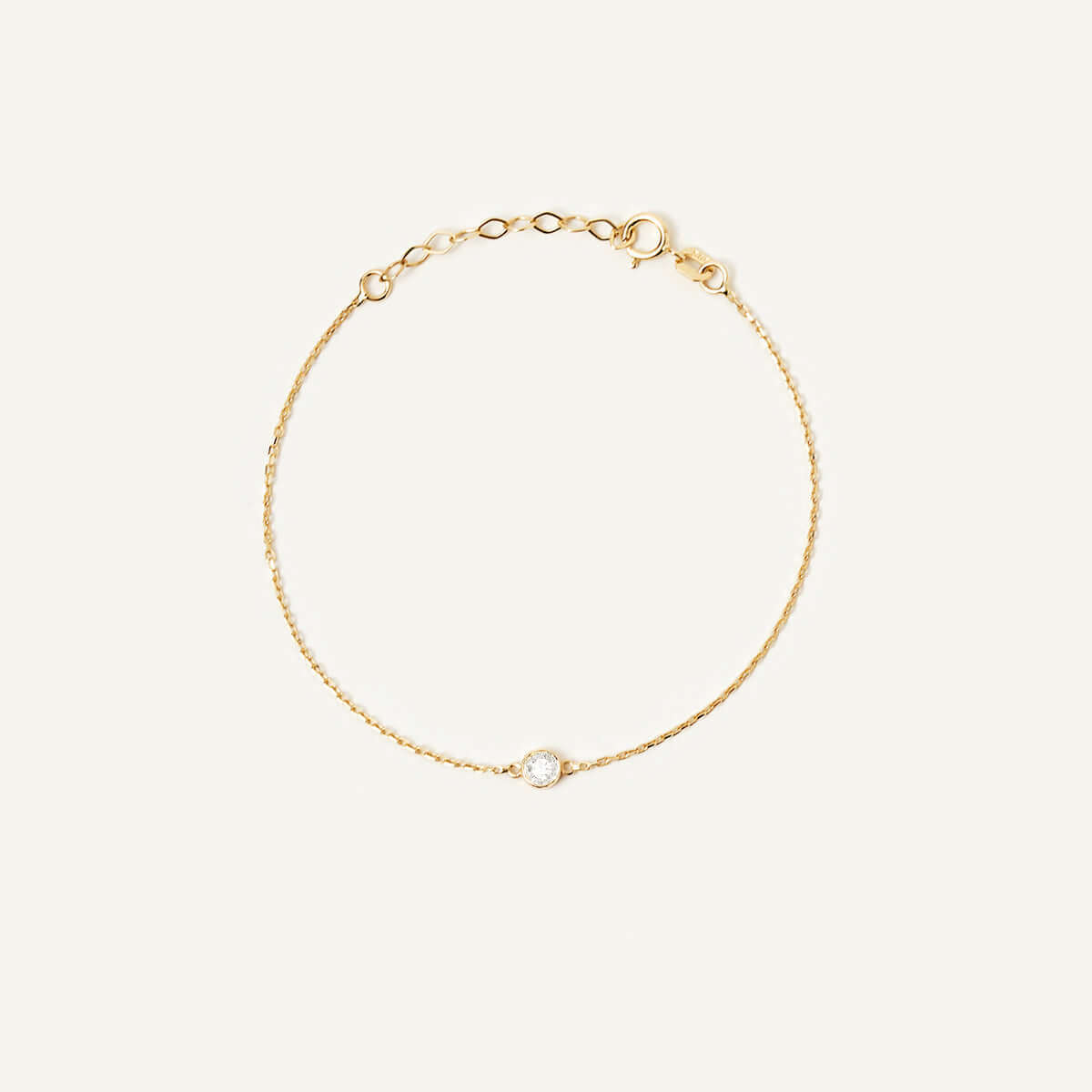 Solitaire Birthstone Bezel Bracelet in 14K Solid Gold