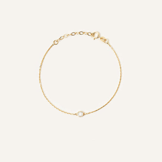 Solitaire Birthstone Bezel Bracelet in 14K Solid Gold