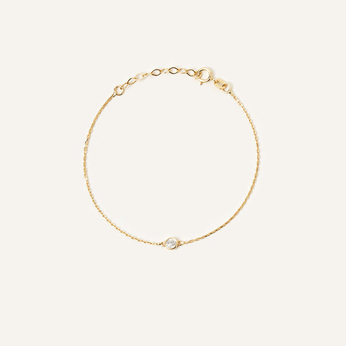 Solitaire Birthstone Bezel Bracelet in 14K Solid Gold