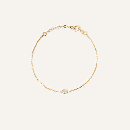 Solitaire Birthstone Bezel Bracelet in 14K Solid Gold