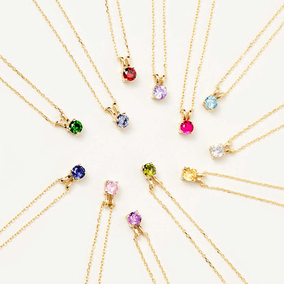 Birthstone Necklace in 14K Solid Gold