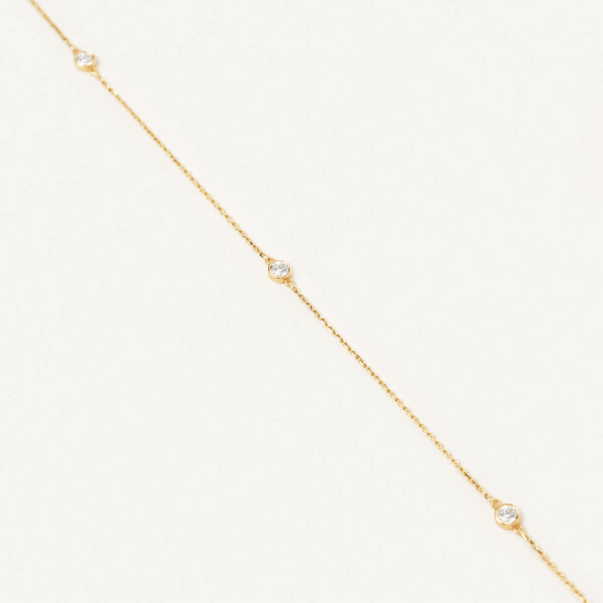 CZ Bezel Station Necklace in 14K Solid Gold