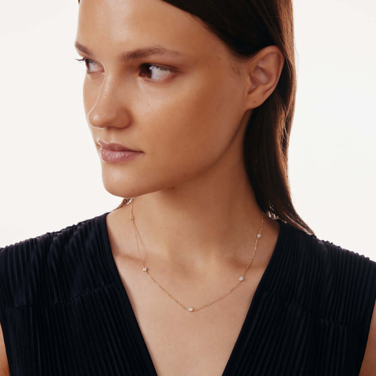 CZ Bezel Station Necklace