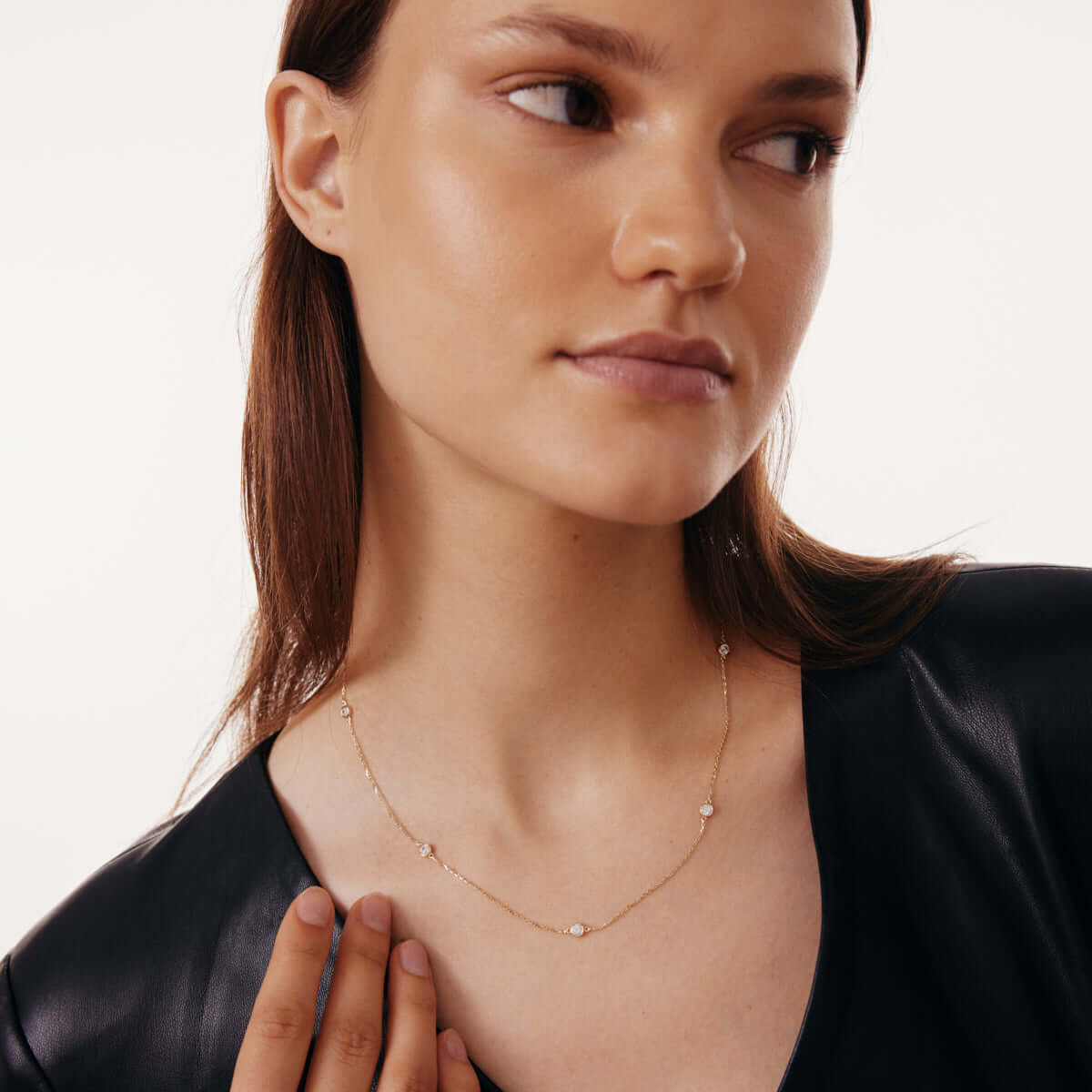 CZ Bezel Station Necklace