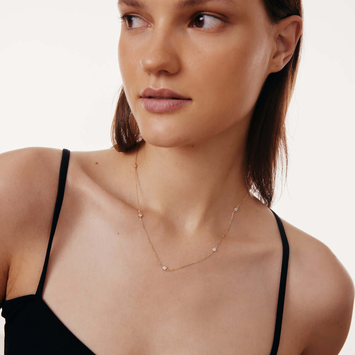 CZ Bezel Station Necklace