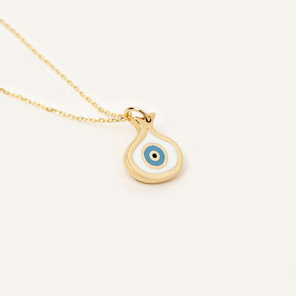 Pomegranate Evil Eye Necklace in 14K Solid Gold