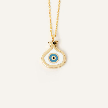 Pomegranate Evil Eye Necklace in 14K Solid Gold