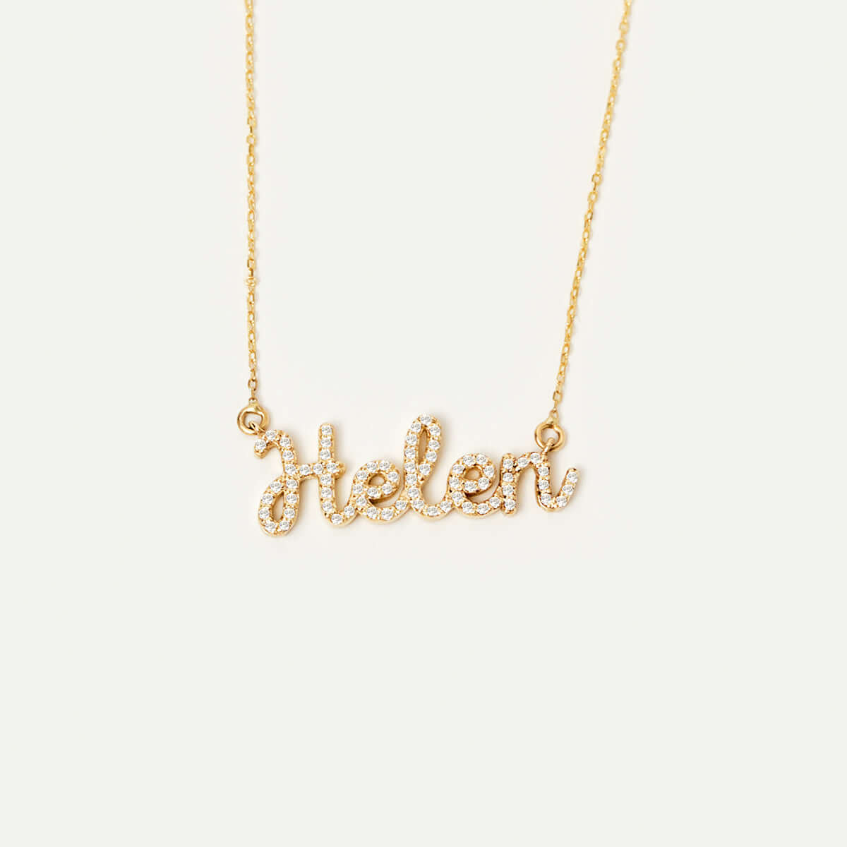 Custom Diamond Cursive Name Necklace in 14K Solid Gold