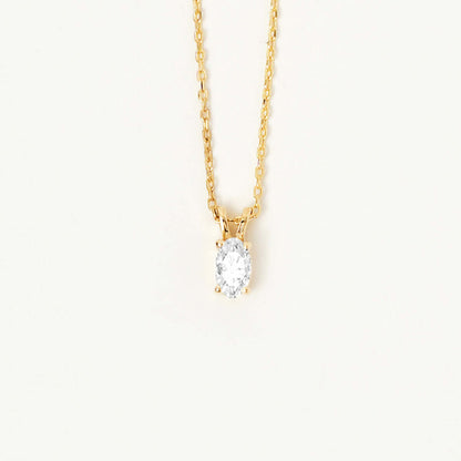 Oval Birthstone Pendant Necklace in 14K Solid Gold