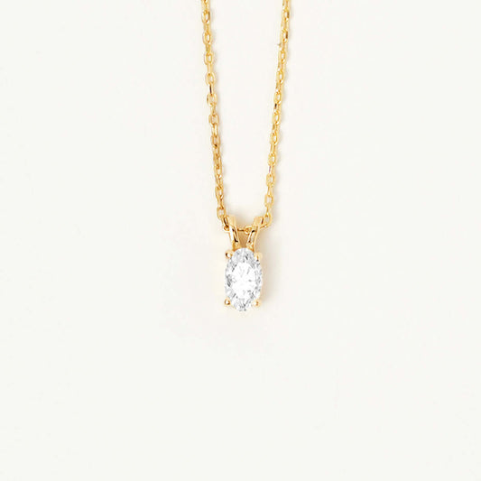 Collier pendentif solitaire en or 14 carats avec pierre de naissance ovale.