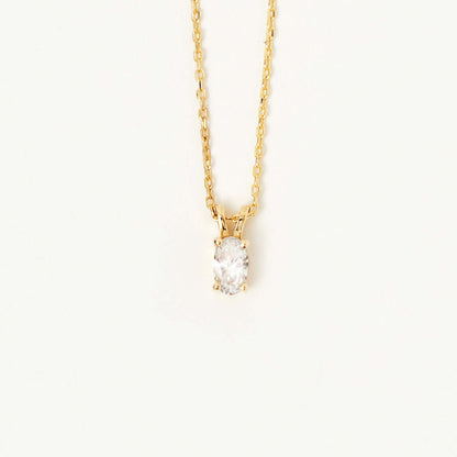 Oval Birthstone Pendant Necklace in 14K Solid Gold