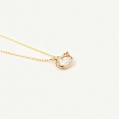 Oval Birthstone Necklace in 14K Solid Gold