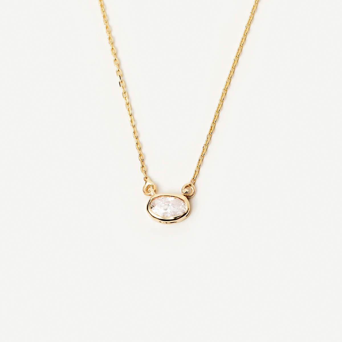 Oval Birthstone Necklace in 14K Solid Gold