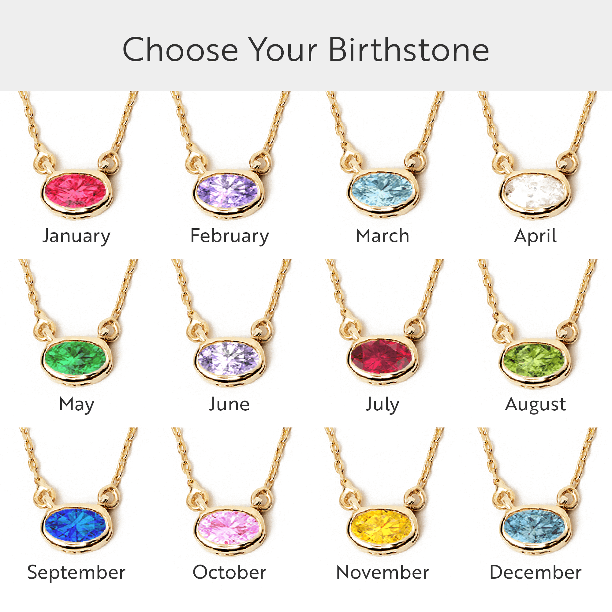 Oval Birthstone Necklace