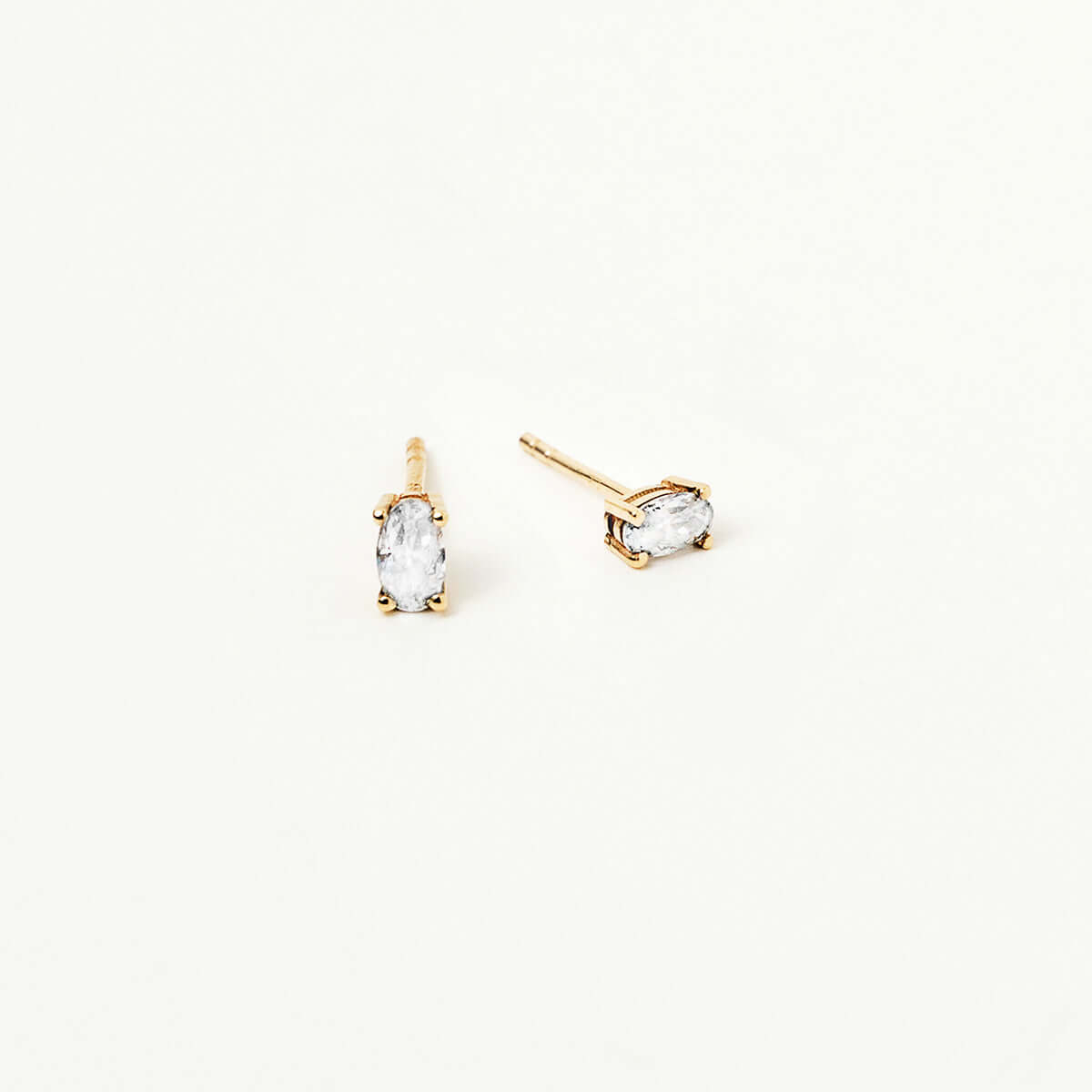 Solitaire Oval Birthstone Stud Earrings in 14K Solid Gold