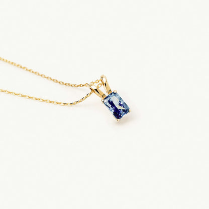 Baguette Birthstone Pendant Necklace in 14K Solid Gold