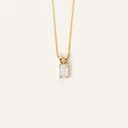 Collier pendentif de naissance en forme de baguette en or 14 carats