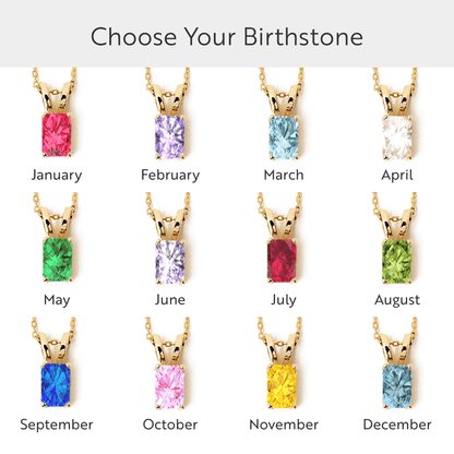 Baguette Birthstone Pendant Necklace in 14K Solid Gold