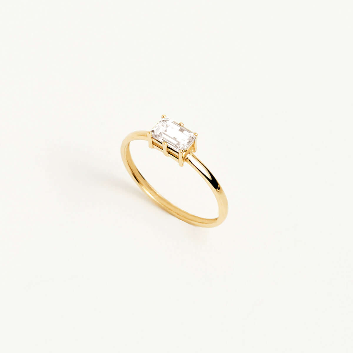 Baguette Birthstone Solitaire Ring in 14K Solid Gold