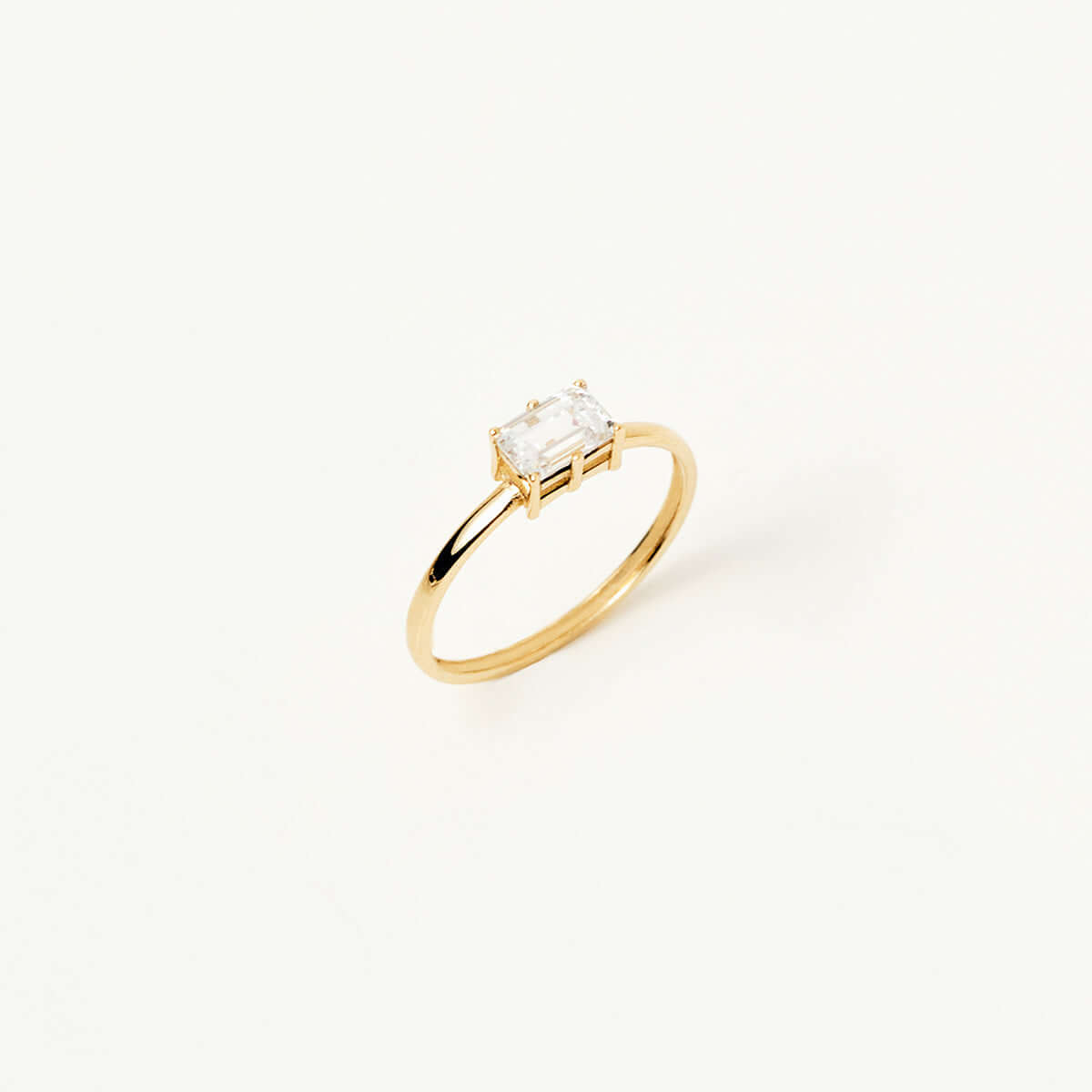 Baguette Birthstone Solitaire Ring in 14K Solid Gold