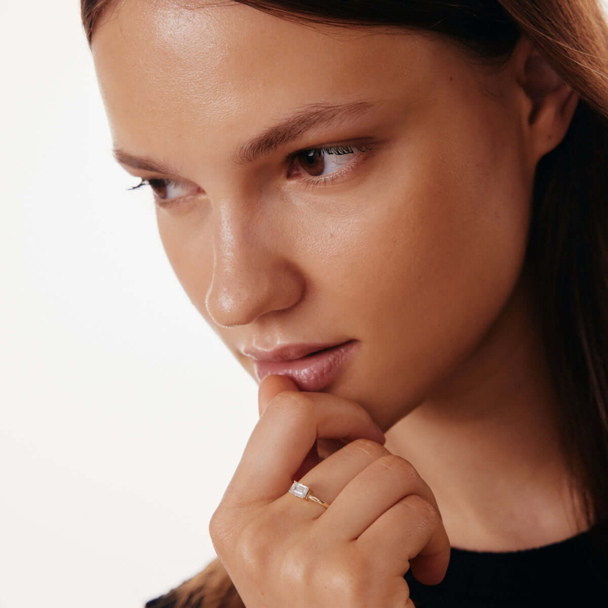 Baguette Birthstone Solitaire Ring