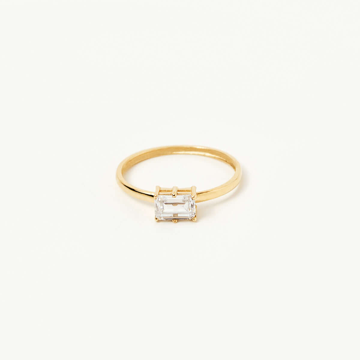 Baguette Birthstone Solitaire Ring in 14K Solid Gold