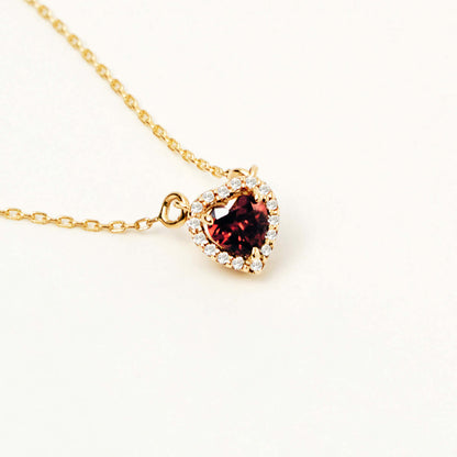 Diamond Birthstone Heart Necklace in 14K Solid Gold