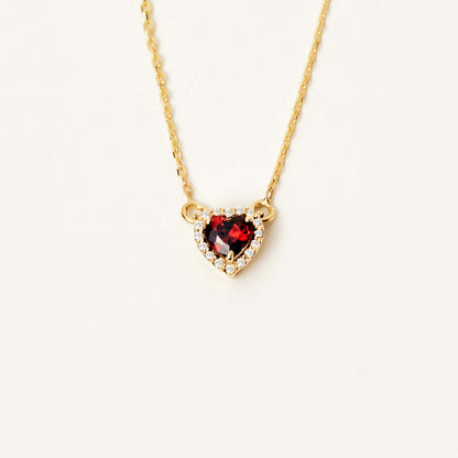 Diamond Birthstone Heart Necklace in 14K Solid Gold