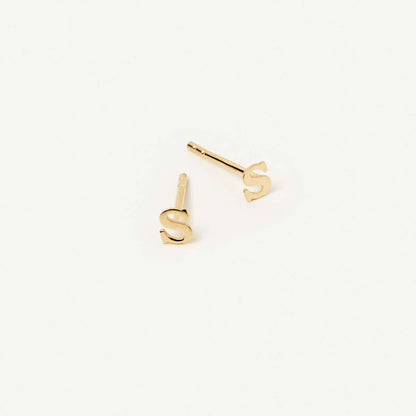 Boucle d'oreille en lettre minuscule personnalisée en or 14 carats