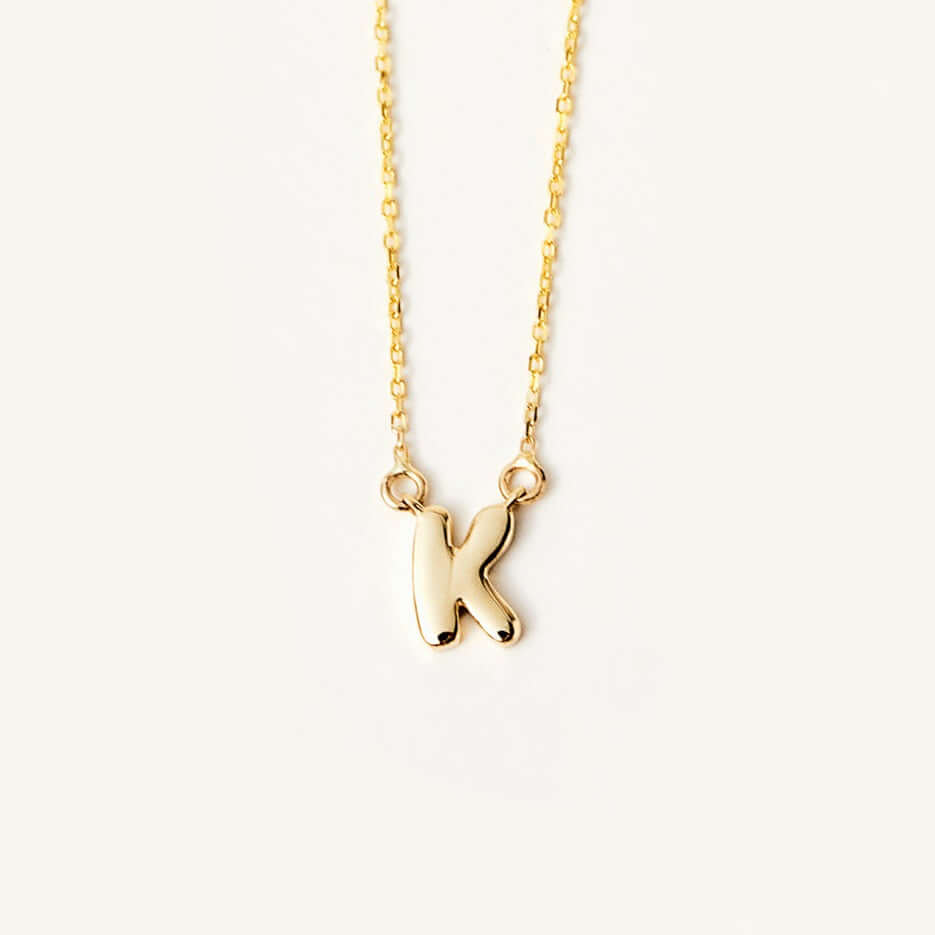 Bubble Letter Necklace in 14K Solid Gold