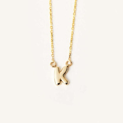 Bubble Letter Necklace in 14K Solid Gold