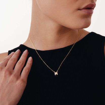 Bubble Letter Necklace in 14K Solid Gold