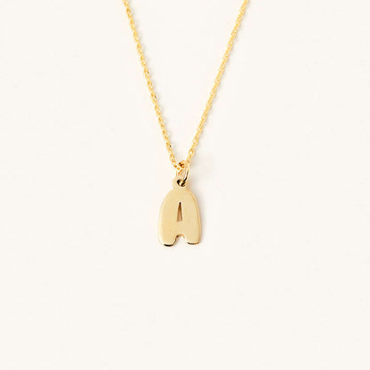 Bubble Initial Necklace in 14K Solid Gold