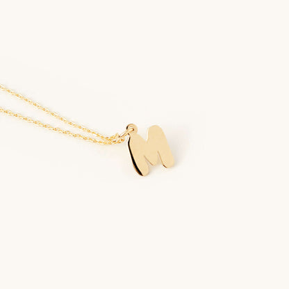 Bubble Initial Necklace in 14K Solid Gold