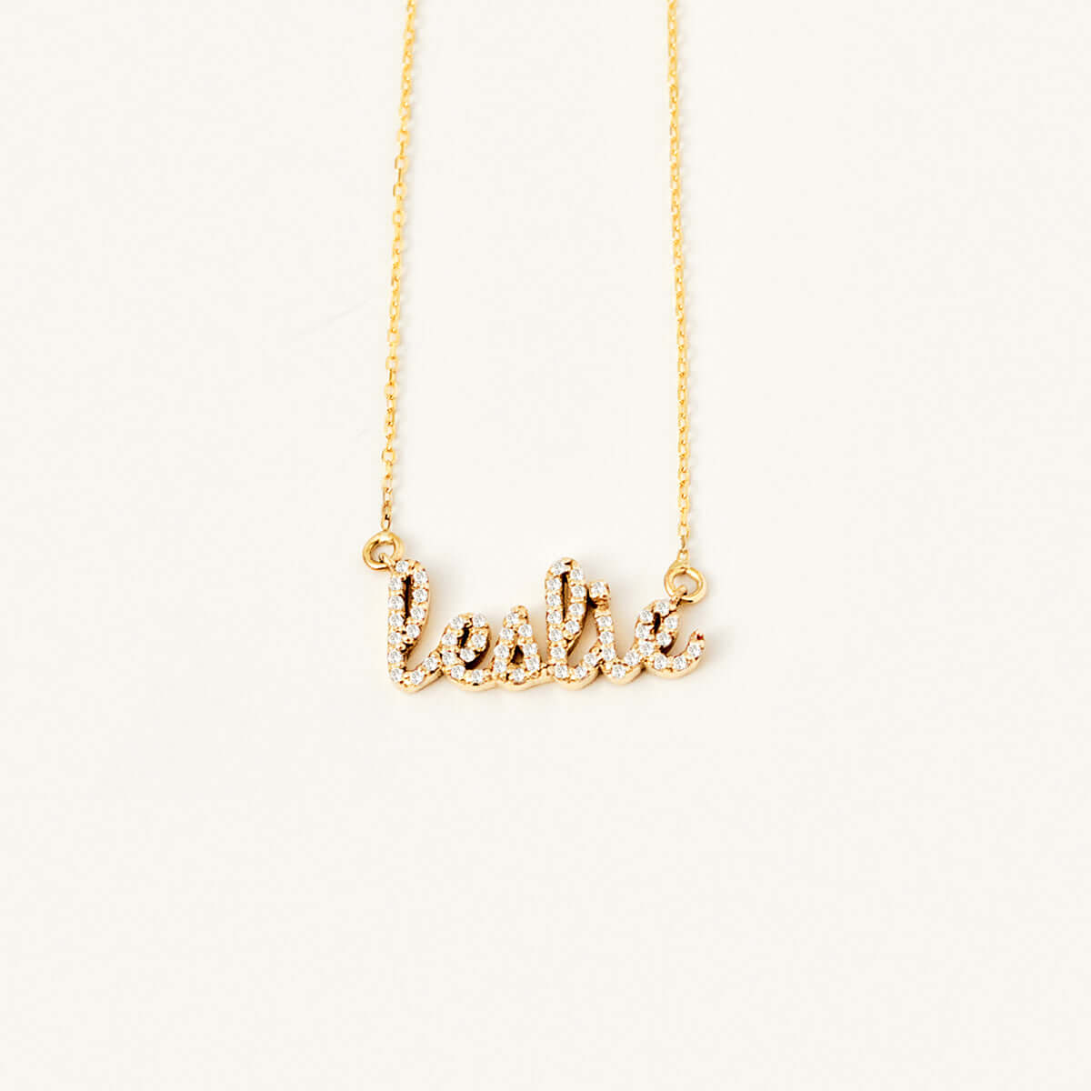 Diamond Cursive Name Necklace in 14K Solid Gold