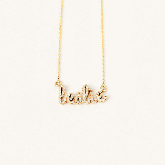 Diamond Cursive Name Necklace in 14K Solid Gold