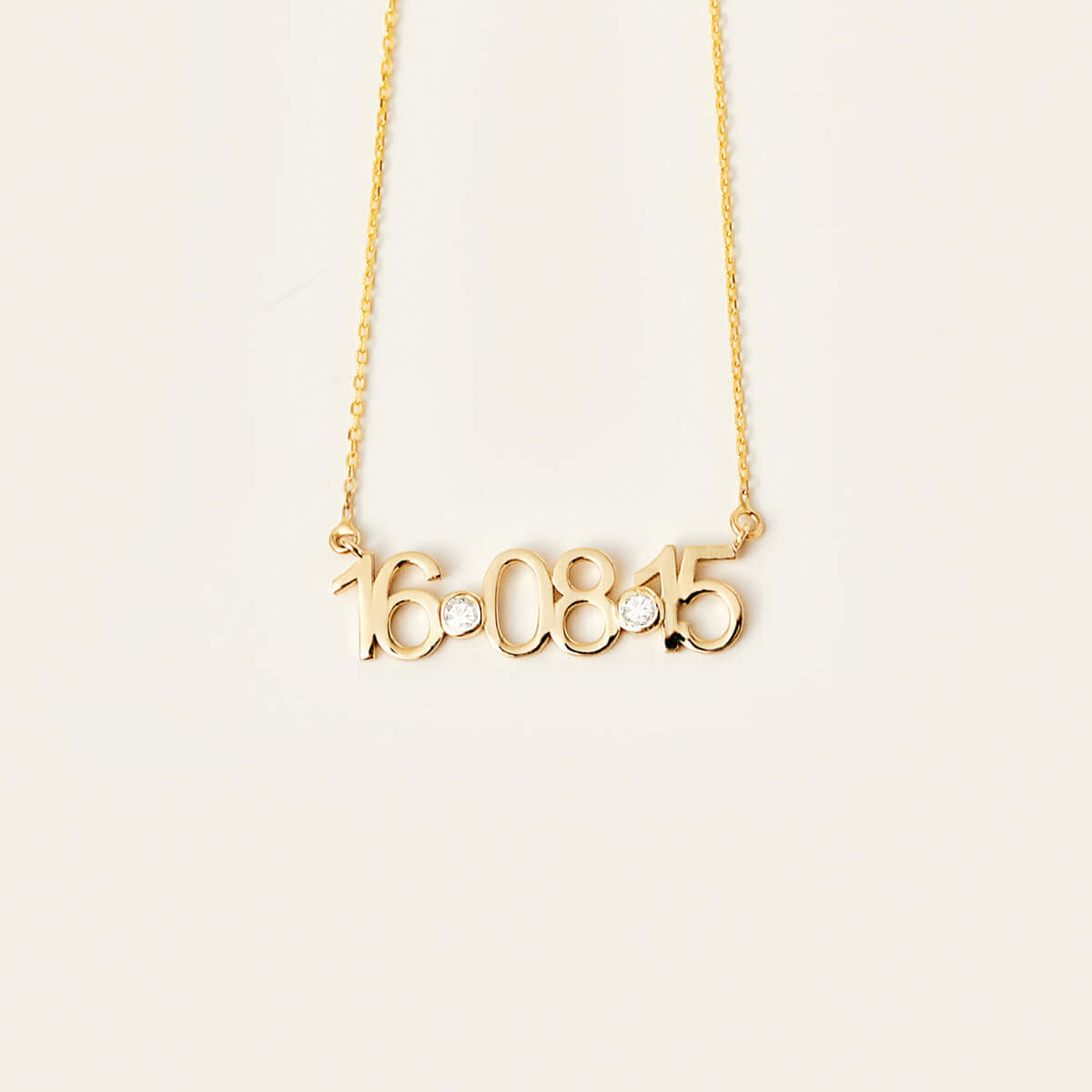 Birthstone Date Necklace in 14K Solid Gold