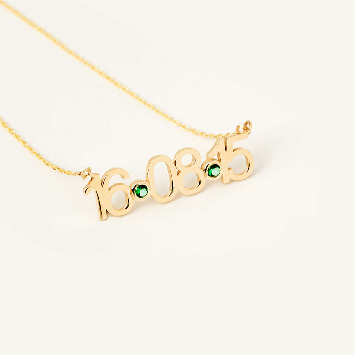 Birthstone Date Necklace in 14K Solid Gold