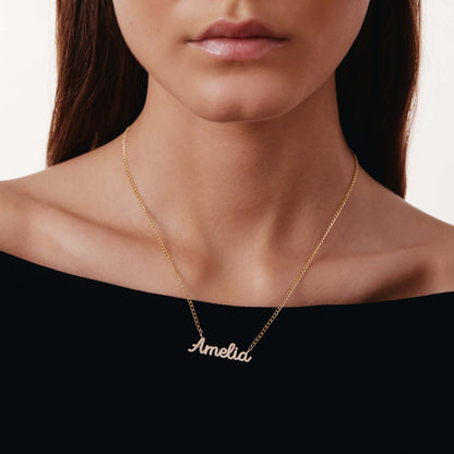 Diamond Custom Name Necklace in 14K Solid Gold