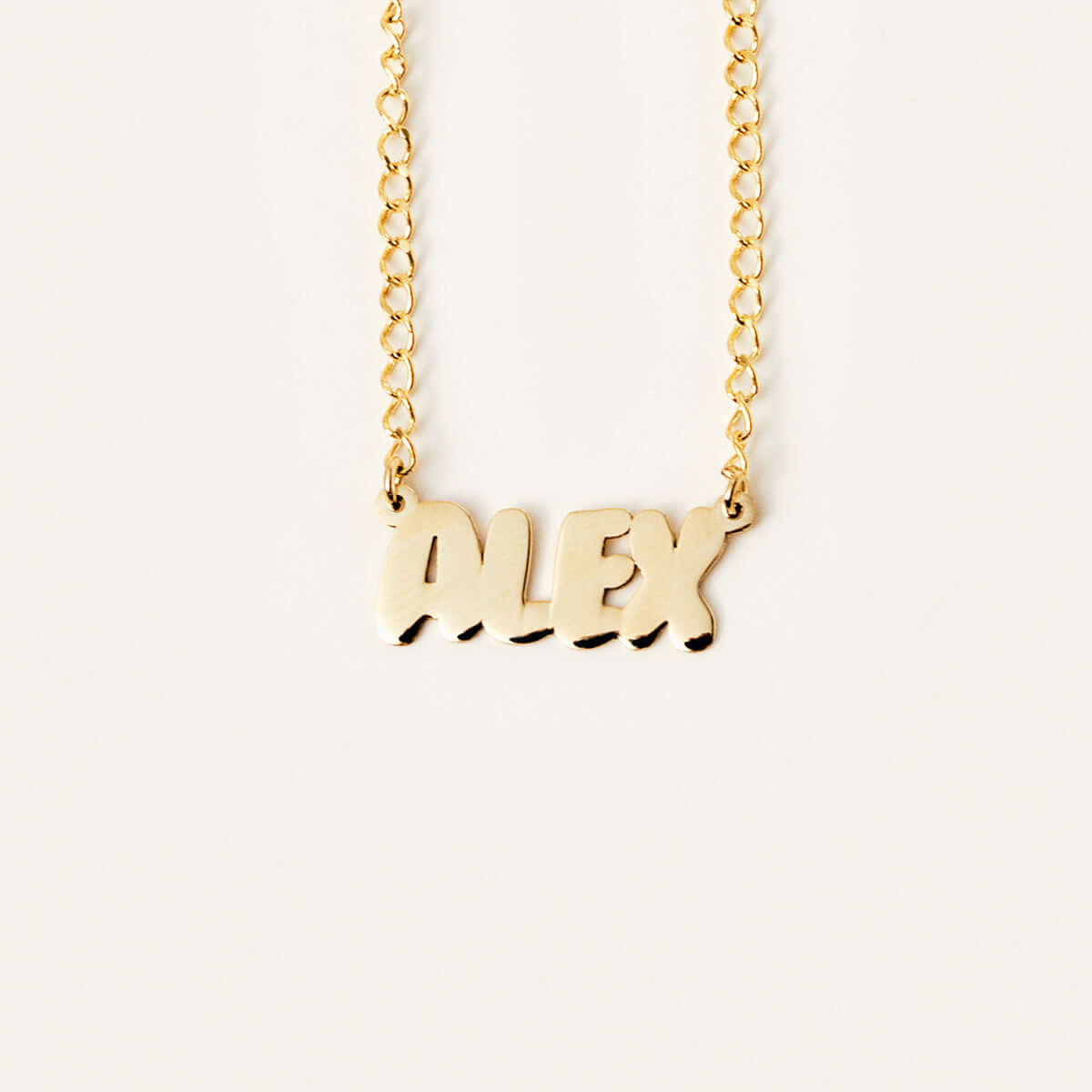 Bubble Font Name Necklace in 14K Solid Gold