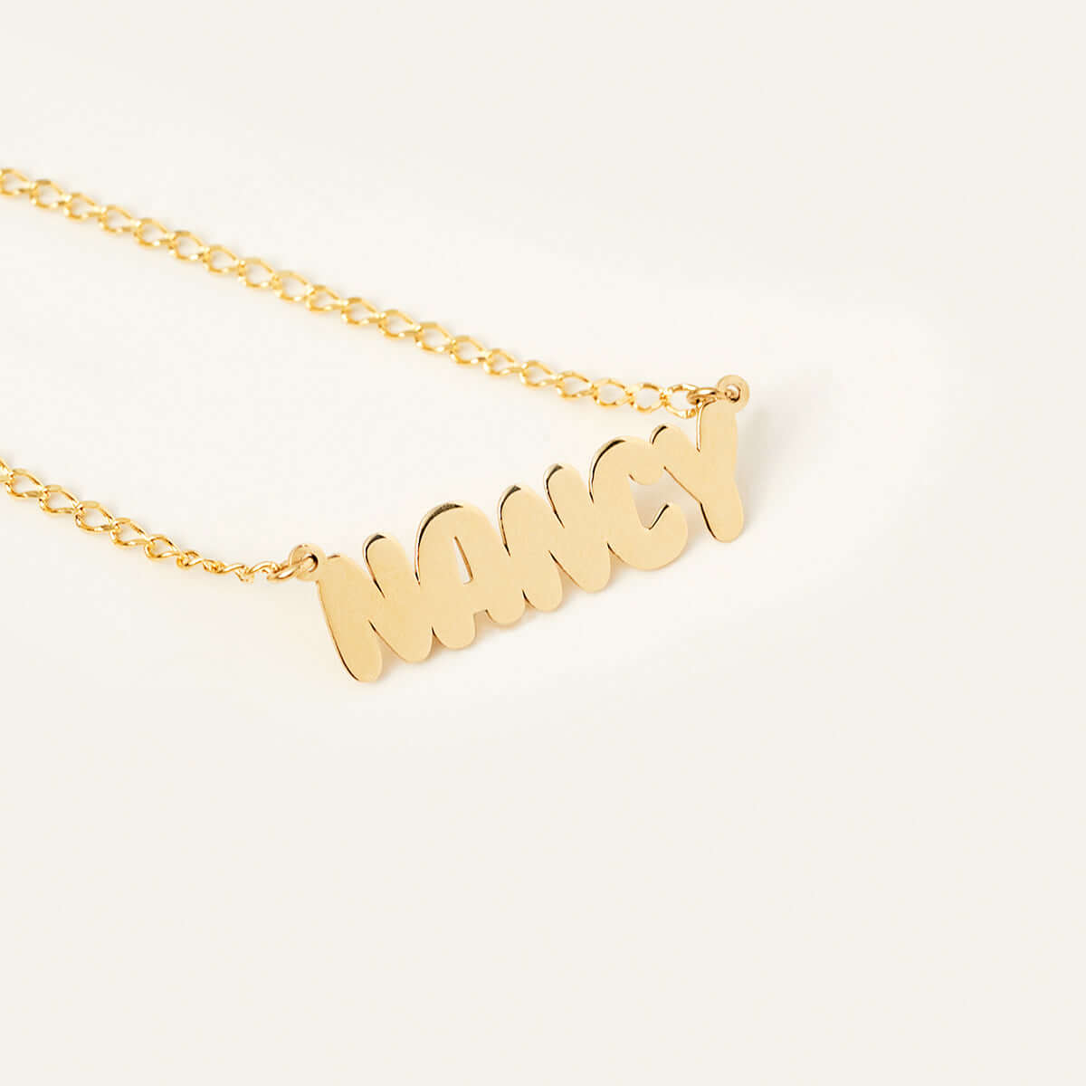 Bubble Font Name Necklace in 14K Solid Gold