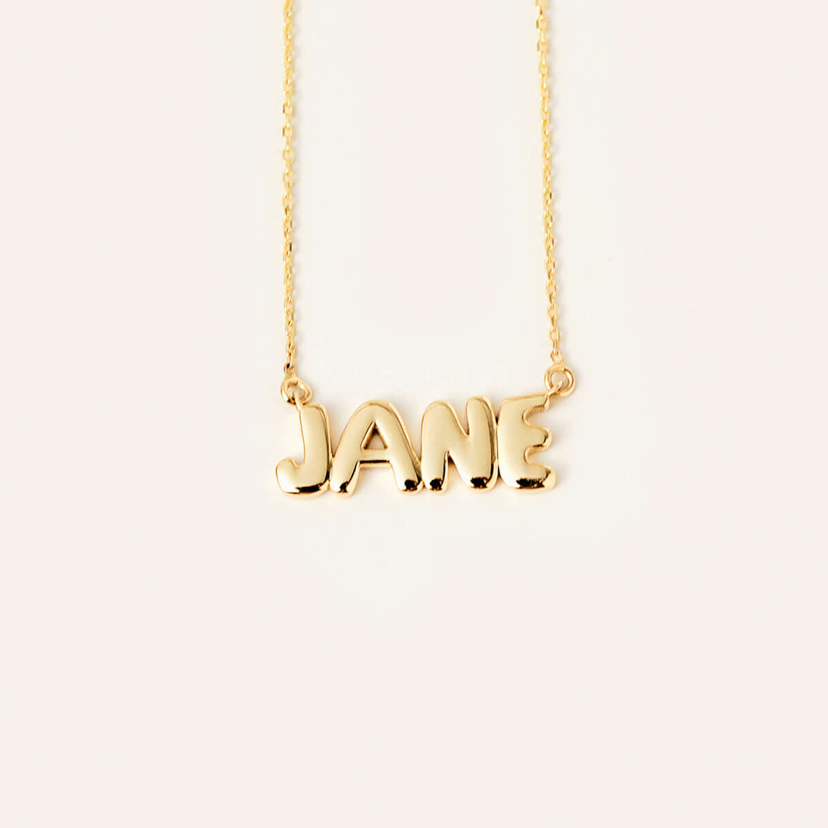 Bubble Letter Name Necklace in 14K Solid Gold